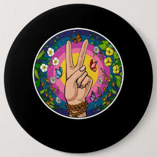 Chapa Redonda De 15 Cm Paz hippie