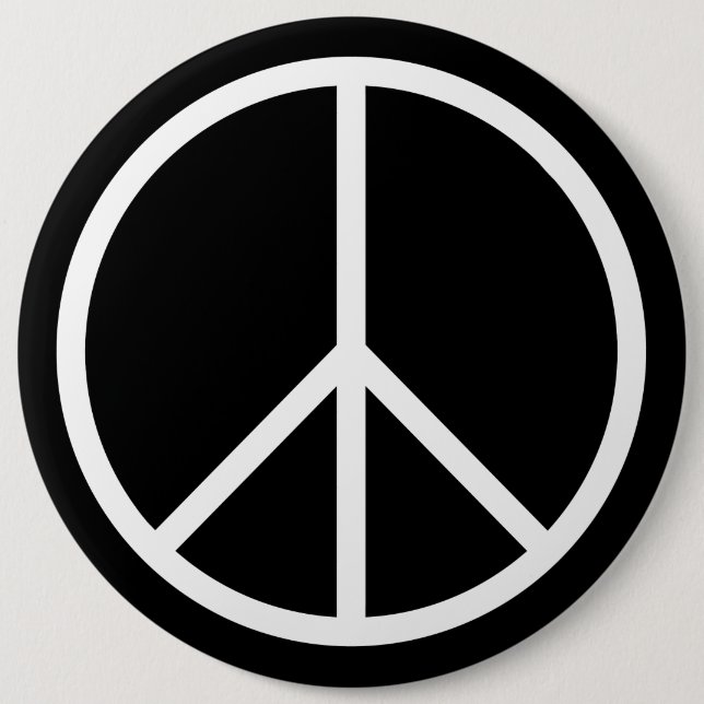 Chapa Redonda De 15 Cm Peace B&W (Anverso)
