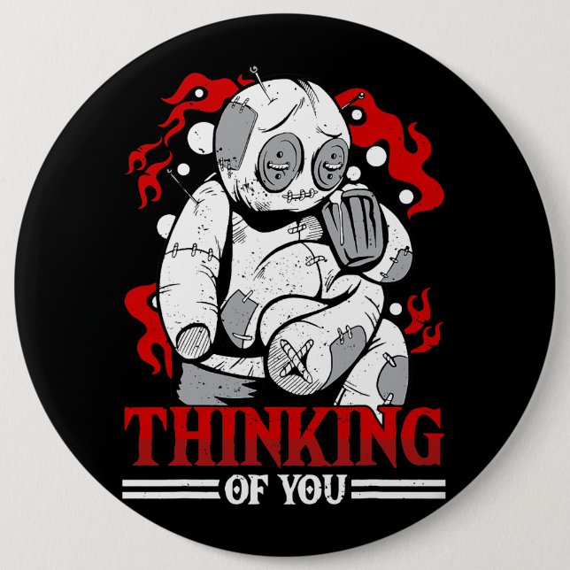 Chapa Redonda De 15 Cm Pensando En Ustedes Muñecas De Voodoo Cuestas Y As (Anverso)