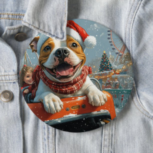 Chapa Redonda De 15 Cm Perro American Staffordshire Navidad