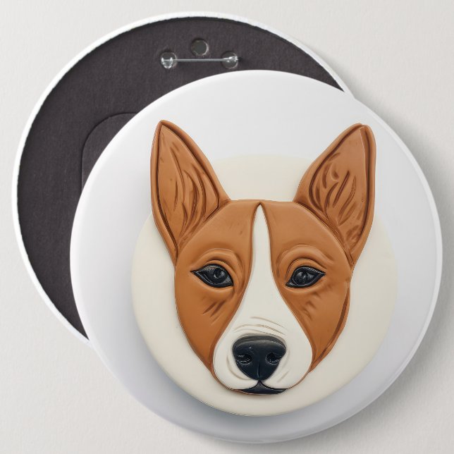 Chapa Redonda De 15 Cm Perro Basenji 3D inspirado (Anverso y reverso)