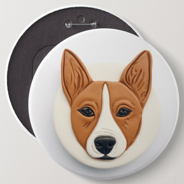 Chapa Redonda De 15 Cm Perro Basenji Inspirado en 3D (Anverso y reverso)