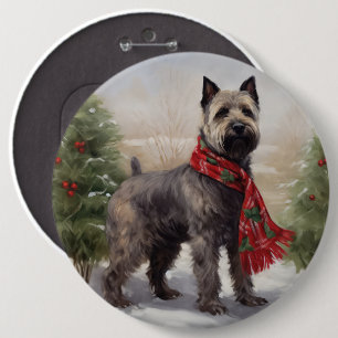 Chapa Redonda De 15 Cm Perro chesapeake en Navidades de nieve
