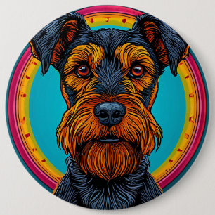 Chapa Redonda De 15 Cm Perro con diseño de fondo circular vibrante