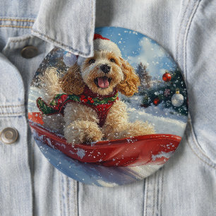 Chapa Redonda De 15 Cm Perro coquetero español con manchas y Navidades de