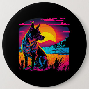 Chapa Redonda De 15 Cm Perro de ganado australiano retro estético 17