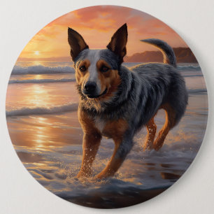 Chapa Redonda De 15 Cm Perro de Ganado Australiano Sandy Paws en Puesta d