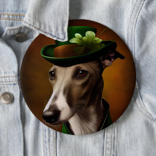 Chapa Redonda De 15 Cm Perro de Greyhound con vestido en el Día de San Pa