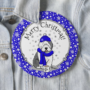 Chapa Redonda De 15 Cm Perro de perro de perro de perro viejo inglés azul