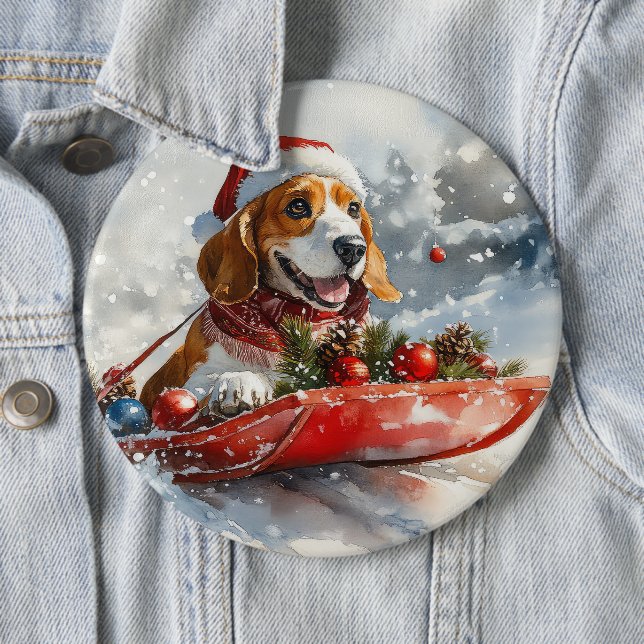 Chapa Redonda De 15 Cm Perro hebiondo basset en escabeche deja que nieve  (In situ)