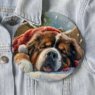 Chapa Redonda De 15 Cm Perro Mastín Tibetano Navidad Festiva