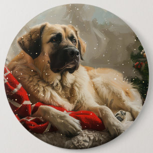 Chapa Redonda De 15 Cm Perro pastor de Anatolia Fiesta de Navidad