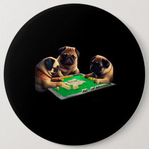 Chapa Redonda De 15 Cm Perro Pug Mahjong Gracioso con las letras de la gr