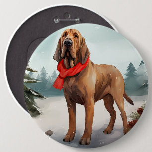 Chapa Redonda De 15 Cm Perro sangriento en Navidades de nieve