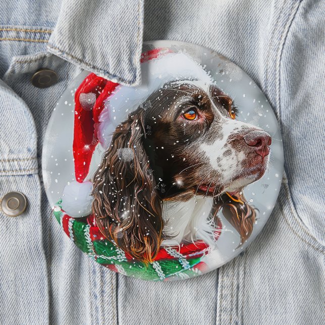 Chapa Redonda De 15 Cm Perro Springer Spaniel Festividad de Navidad (In situ)
