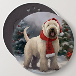 Chapa Redonda De 15 Cm Perro terrorífico en la nieve en Navidades