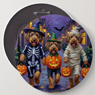 Chapa Redonda De 15 Cm Perros Airedale Terrier Trick-or-Treating Hallowee