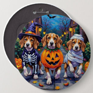 Chapa Redonda De 15 Cm Perros Beagle Trick-or-Treating con disfraz de Hal