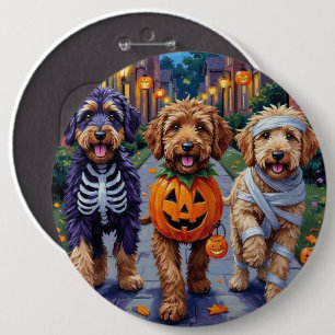 Chapa Redonda De 15 Cm Perros Bernedoodle Trick-or-Treating con disfraces