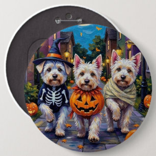 Chapa Redonda De 15 Cm Perros Malteses Disfrazados en Halloween
