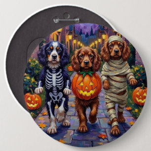 Chapa Redonda De 15 Cm Perros Sussex Spaniel con disfraces de Halloween
