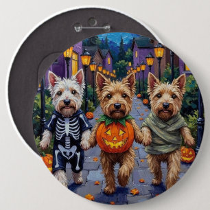 Chapa Redonda De 15 Cm Perros Terrier de Trigo en disfraces de Halloween