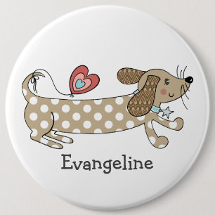 Chapa Redonda De 15 Cm Personalised Sausage Dog Dachshund Button Badge