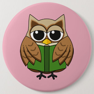 Chapa Redonda De 15 Cm Personalizado de libros de lectura de Lechuza de B