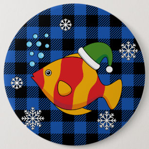 Chapa Redonda De 15 Cm Personalizado de peces tropicales de Navidad en pa