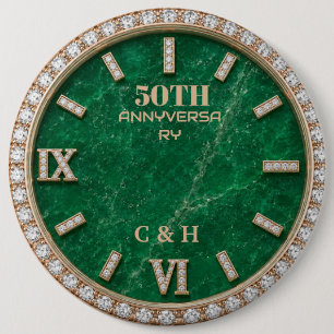 Chapa Redonda De 15 Cm Personalized 50th Anniversary Emerald Marble 