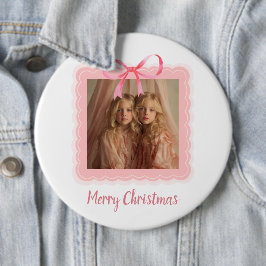 Chapa Redonda De 15 Cm Personalized Christmas Photo Button 