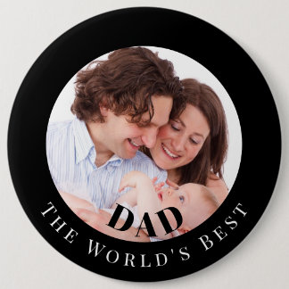 Chapa Redonda De 15 Cm Personalized Photo in Black Circle Best Dad