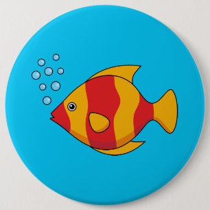 Chapa Redonda De 15 Cm Pescado tropical Naranja rojo