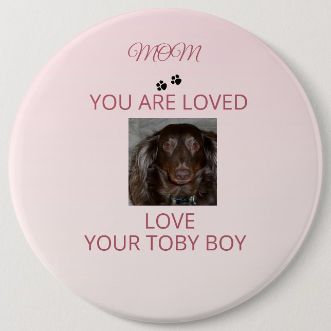 Chapa Redonda De 15 Cm Pet Mom Heartfelt Photo Badge (Anverso)
