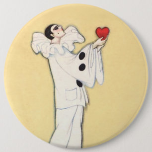 Chapa Redonda De 15 Cm Pierrot con corazón rojo de Sophia Chiostri