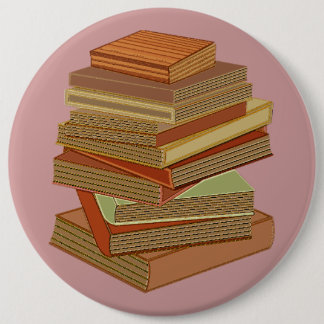 Chapa Redonda De 15 Cm Pila de libros - pastel