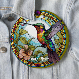 Chapa Redonda De 15 Cm Pin de diseño de vidrio Hummingbird Stain