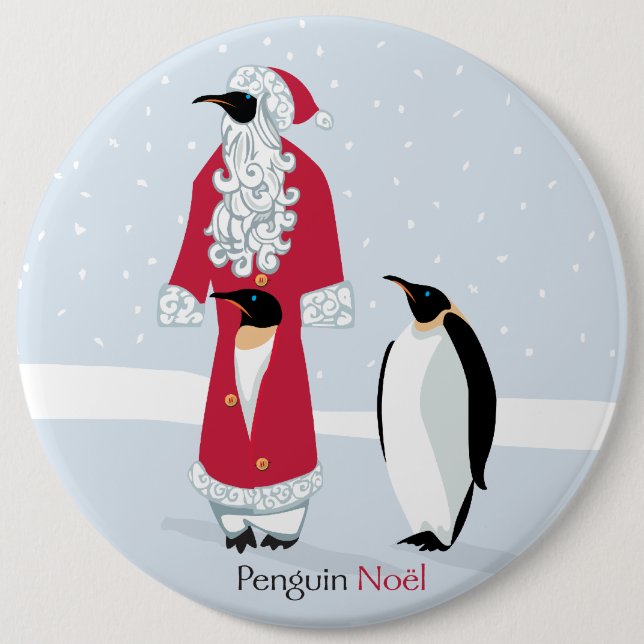 Chapa Redonda De 15 Cm Pingüino Noel (Anverso)