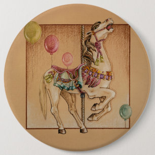 Chapa Redonda De 15 Cm Pins, Botones - Feliz carrusel de caballos