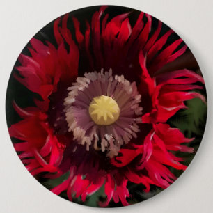 Chapa Redonda De 15 Cm Pintura de flor de amapola andrajosa