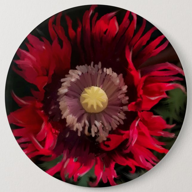 Chapa Redonda De 15 Cm Pintura de flor de amapola andrajosa (Anverso)