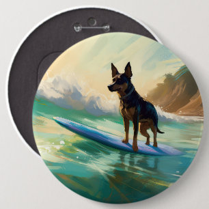 Chapa Redonda De 15 Cm Pintura de Surf en la Playa de Kelpie Australiano