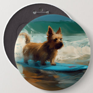 Chapa Redonda De 15 Cm Pintura de Surf en la Playa de Terrier Australiano