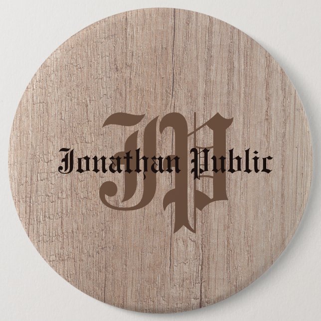 Chapa Redonda De 15 Cm Plancha de madera parece antigua plantilla de mono (Anverso)