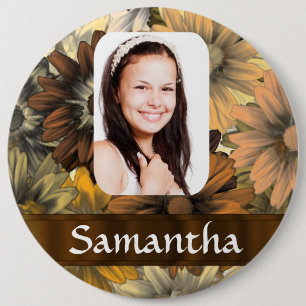 Chapa Redonda De 15 Cm Plantilla de foto personalizada con motivos floral