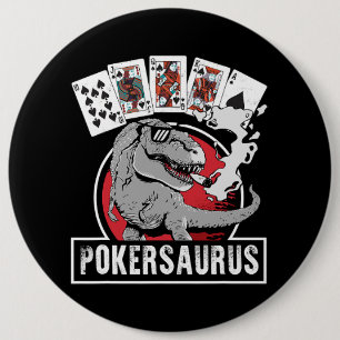 Chapa Redonda De 15 Cm Pokersaurus Casino Poker T Rex Dinosaur Gambling G