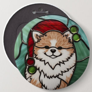 Chapa Redonda De 15 Cm Pomerania Vidrio Pintado Navidad
