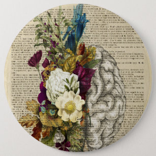 Chapa Redonda De 15 Cm poster de anatomía cerebral floral médica