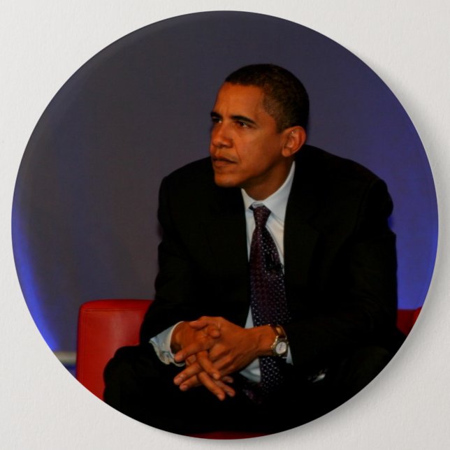 Chapa Redonda De 15 Cm Presidente Barack Obama (Anverso)