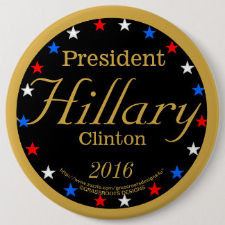 Chapa Redonda De 15 Cm Presidente Hillary Clinton 2016